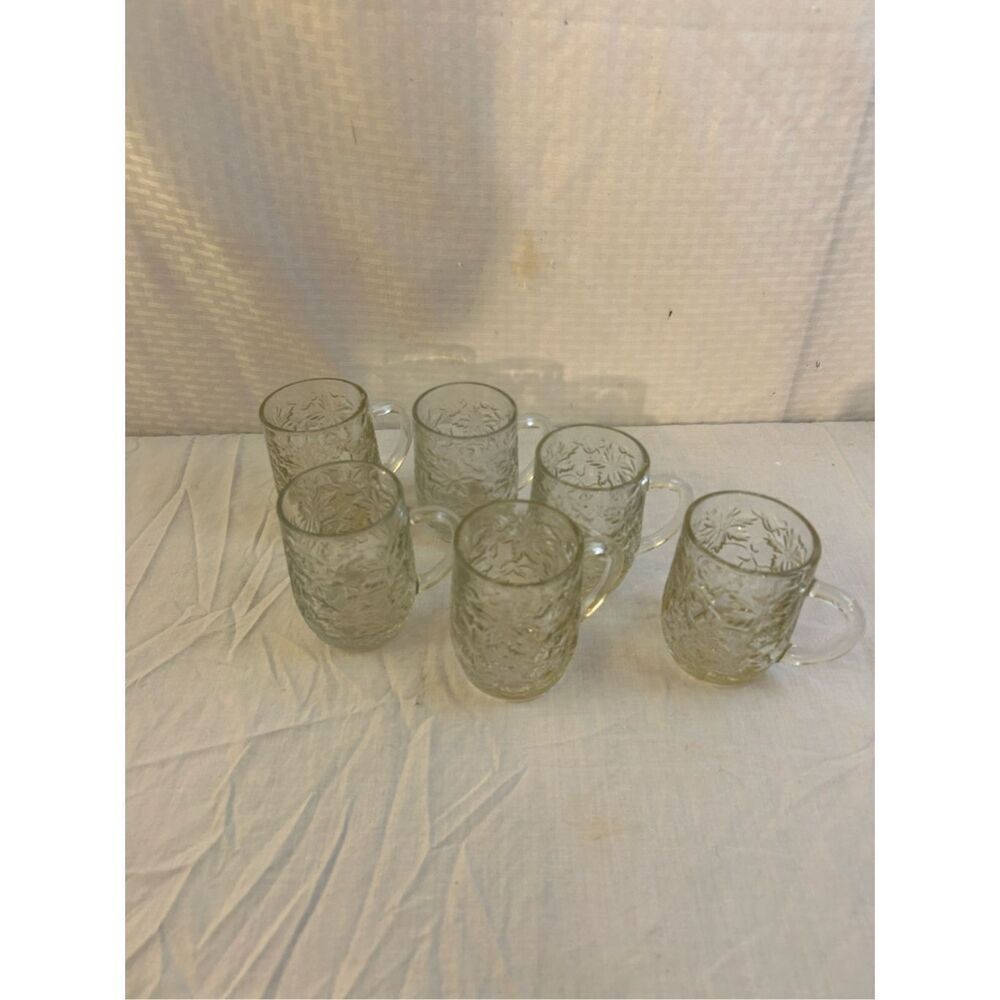6 Princess house mugs with handles fantasia set‎ 2.5" diameter, 4" tall